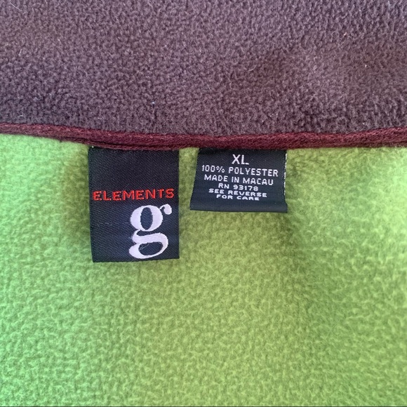 ELEMENTS G Fleece Jacket, 100% Poly, Zip Front. Green w/ Brown Edging womens XL - Picture 6 of 7